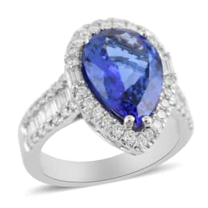 One of a Kind RHAPSODY 950 Platinum AAAA Tanzanite and Diamond E-F VS Ring (Size 7.0) 13.68 Grams 6.30 ctw