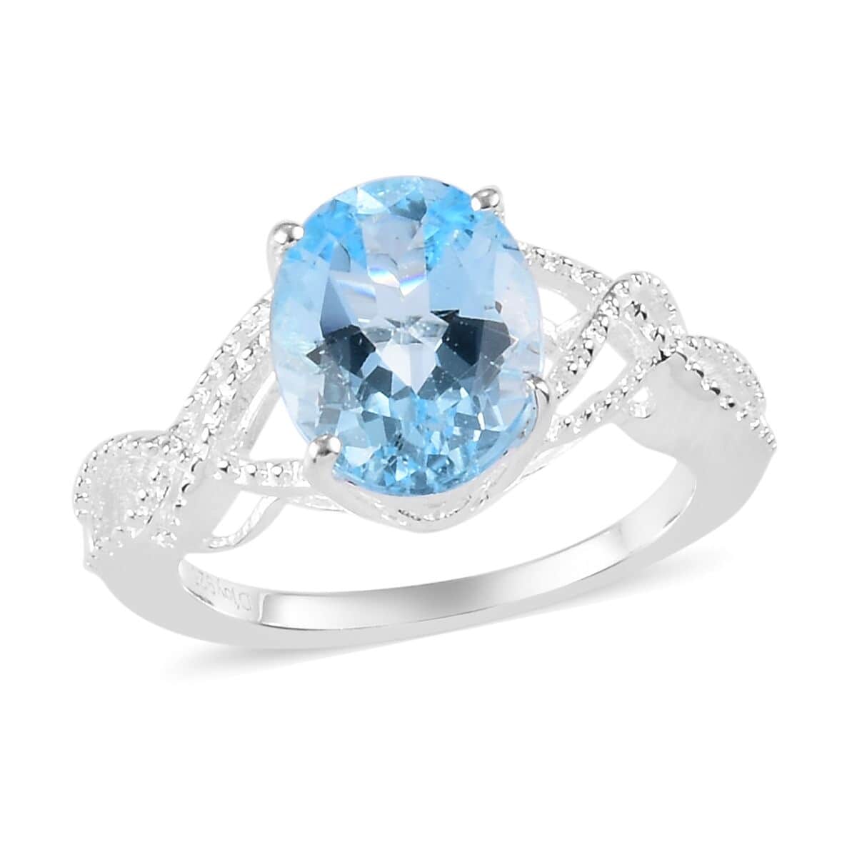 Sky Blue Topaz 3.00 ctw Loose Braid Solitaire Ring in Sterling Silver (Size 11.0) image number 0