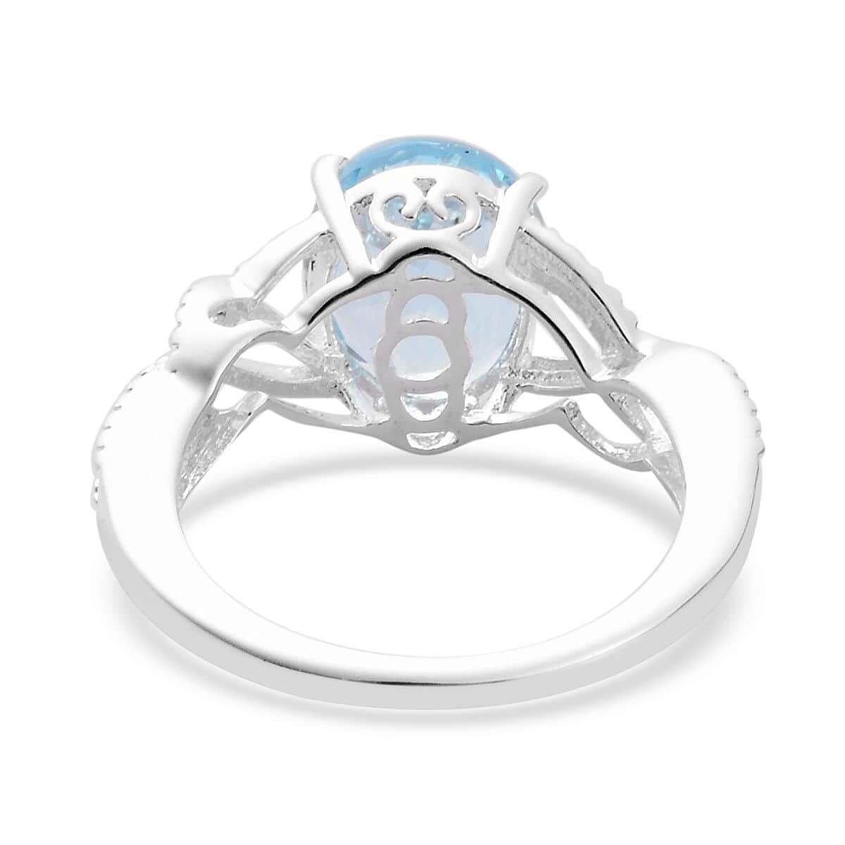 Sky Blue Topaz 3.00 ctw Loose Braid Solitaire Ring in Sterling Silver (Size 11.0) image number 4