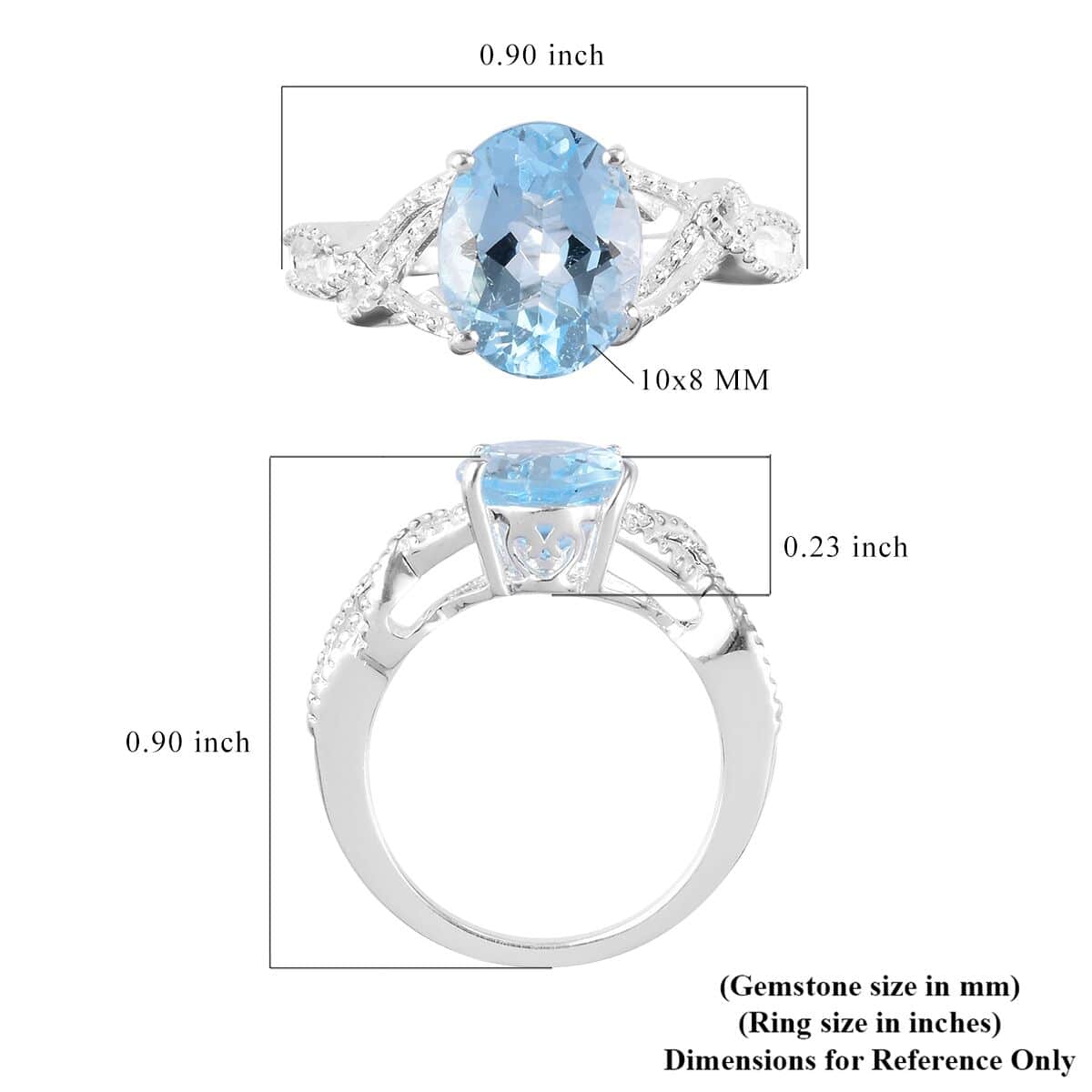 Sky Blue Topaz 3.00 ctw Loose Braid Solitaire Ring in Sterling Silver (Size 11.0) image number 5