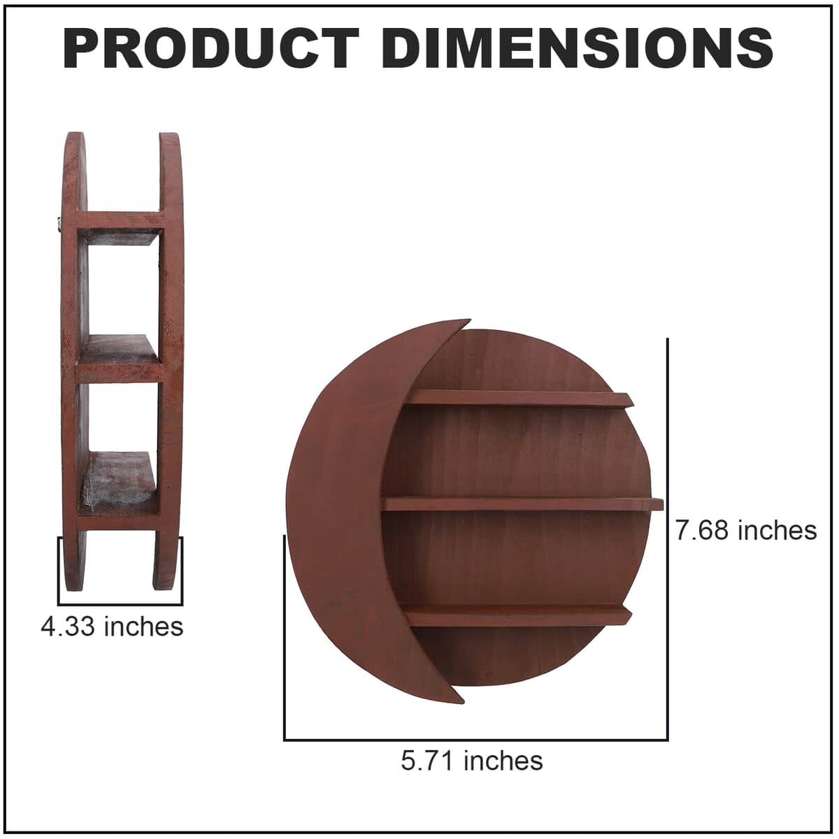 Walnut Color Sun & Moon Shape Wooden Wall Jewelry Organizer (2 lbs) image number 3