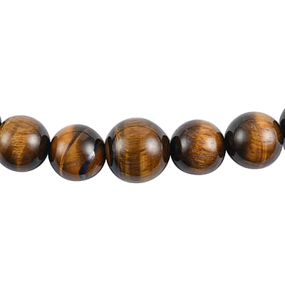 Yellow Tiger's Eye Beaded Necklace 18-20 Inches in Stainless Steel 211.40 ctw