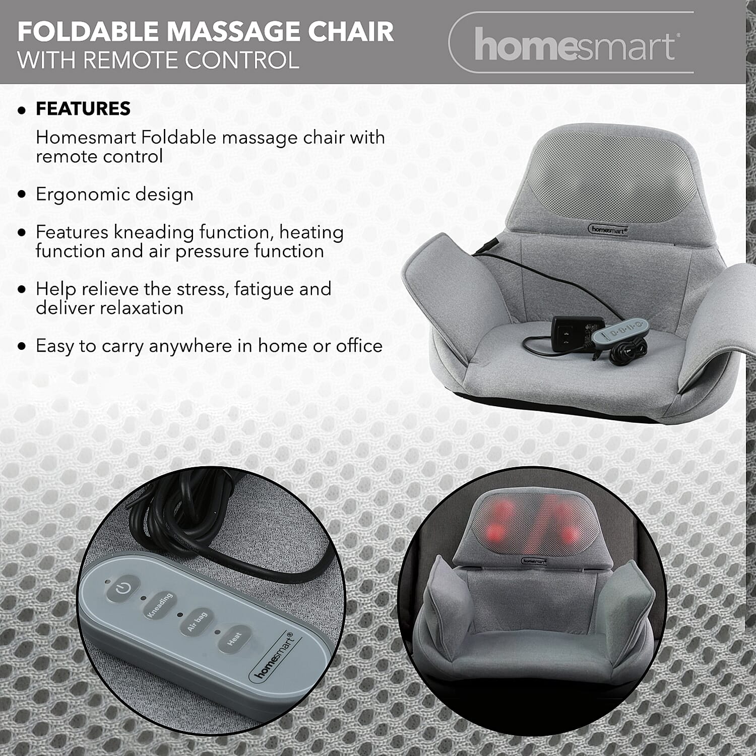 Light Grey Foldable Massage Chair with Remote Control