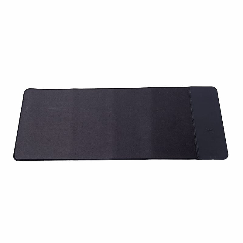 Black Faux Leather Wooden Grain, Fiber Wireless Charger Mouse Pad