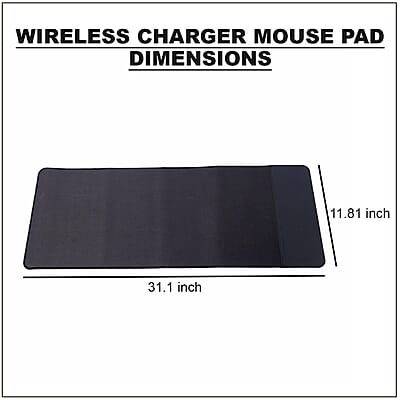 Black Faux Leather Wooden Grain, Fiber Wireless Charger Mouse Pad