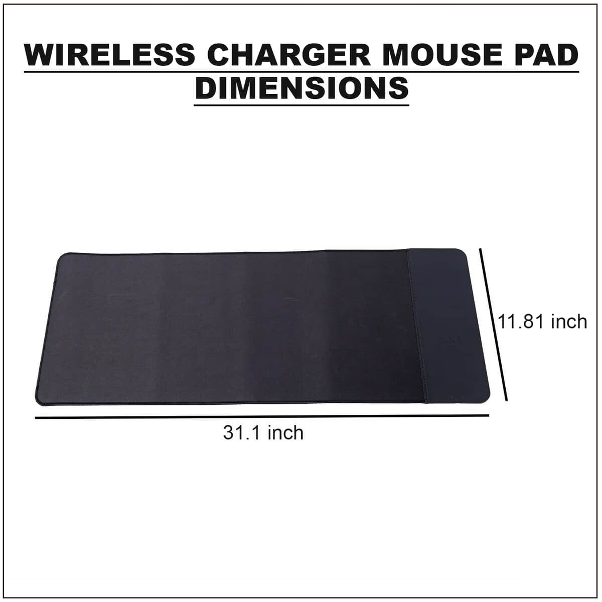 Black Faux Leather Wooden Grain, Fiber Wireless Charger Mouse Pad image number 3