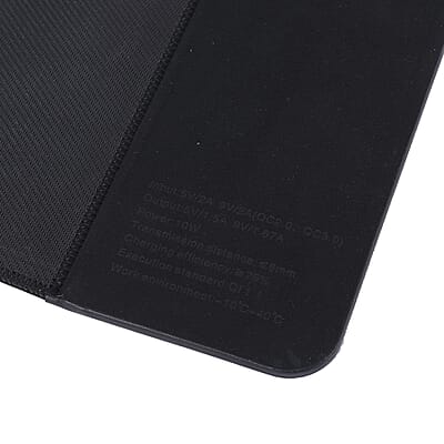 Black Faux Leather Wooden Grain, Fiber Wireless Charger Mouse Pad