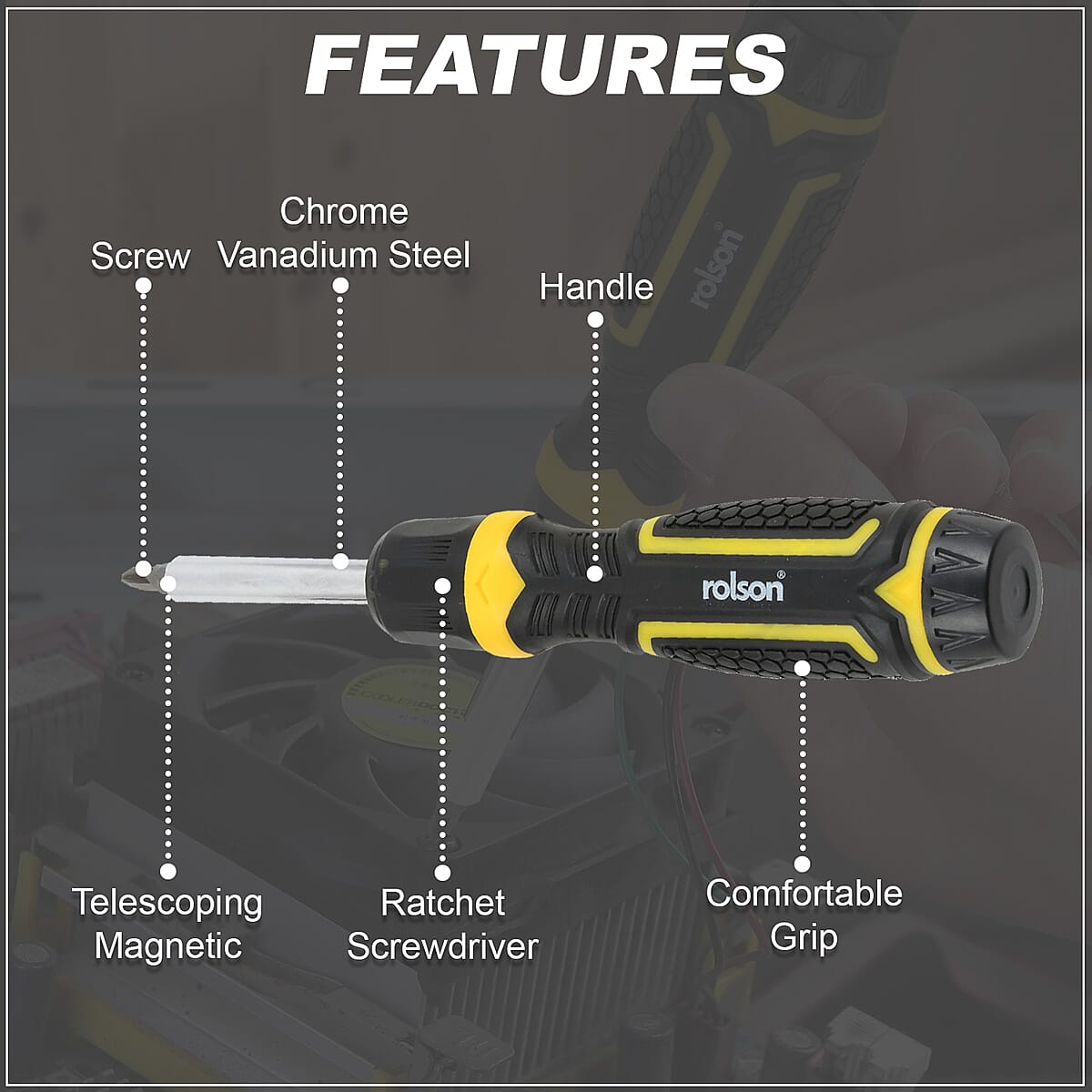 Rolson Ratcheting Multi Functional Screwdriver Set image number 2