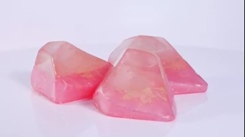 MARIGOLD & LOTUS 3pc Set Rose Quartz Soap Rock with Crystal Infused and Strawberry Fragrance