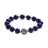 Lapis Lazuli and Simulated Diamond Beaded Stretch Bracelet in Silvertone 110.36 ctw image number 0