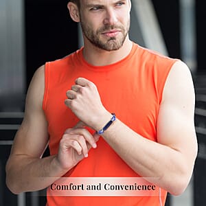 Lapis Lazuli 18.25 ctw Genuine Leather Men's Bracelet with Magnetic Lock in Black Oxidized Stainless Steel (8.00 In), Tarnish-Free, Waterproof, Sweat Proof Jewelry