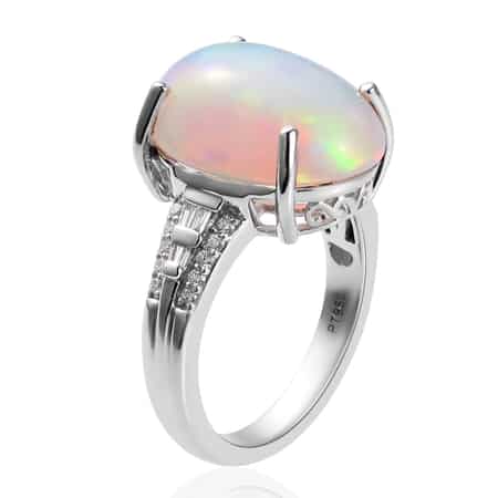 RHAPSODY 950 Platinum AAAA Ethiopian Welo Opal and E-F VS2 Diamond Ring with Appraised Certificate (Size 9.0) 7.85 Grams 6.35 ctw image number 3
