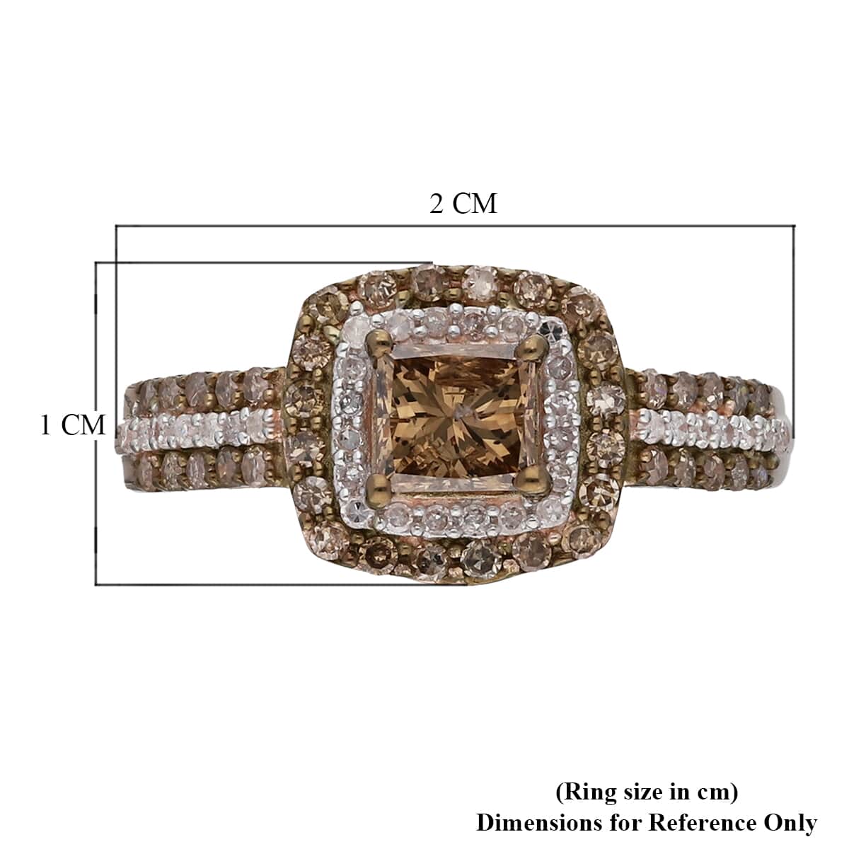 10K Rose Gold Natural Champagne and White Diamond Halo Ring (Size 7.0) 3 Grams 1.00 ctw image number 4