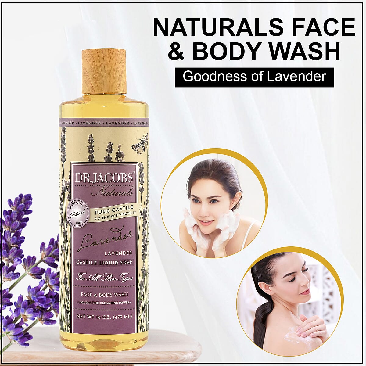 DR. JACOBS Naturals Face & Body Wash -Lavender 16 oz. (Made in USA) image number 1