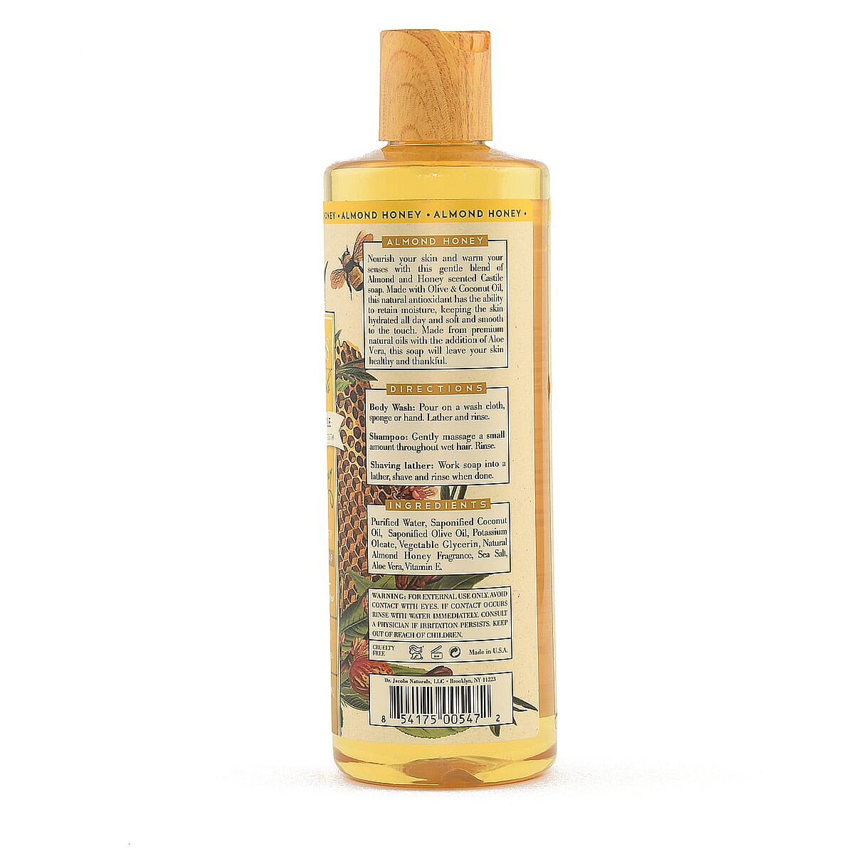 DR. JACOBS Naturals Face & Body Wash -Almond Honey 16 oz. (Made in USA) image number 4
