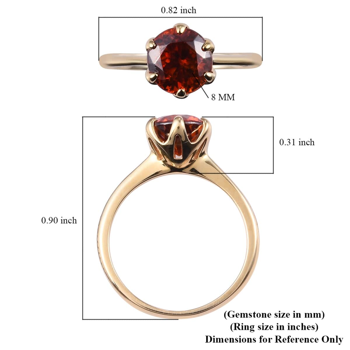 LUXORO 10K Yellow Gold Natural Picos Altos Red Sphalerite Ring (Size 8.0) 2.35 Grams 2.25 ctw image number 5