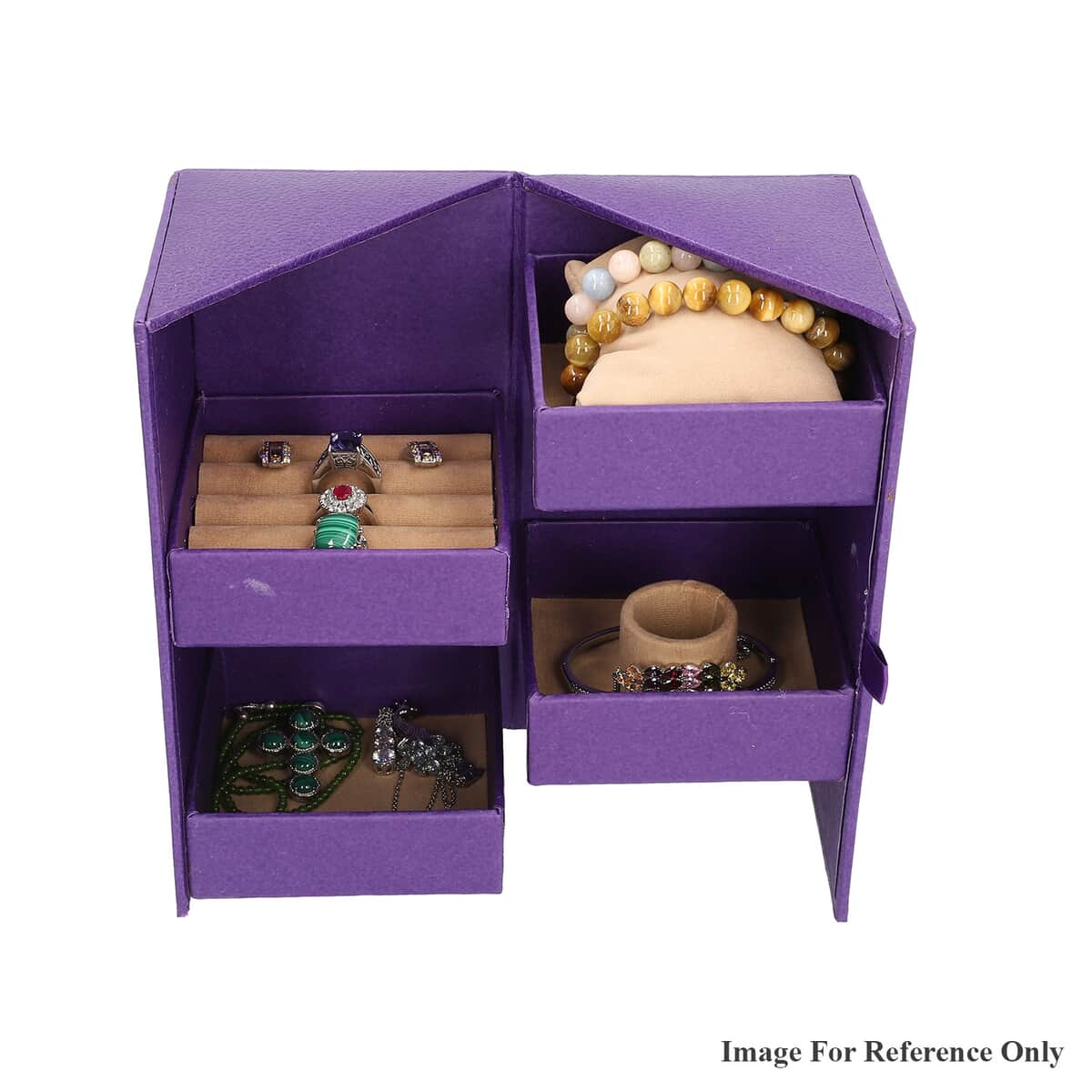 Handcrafted Purple Eco Leatherette Jewelry & Accessory Organiser image number 4