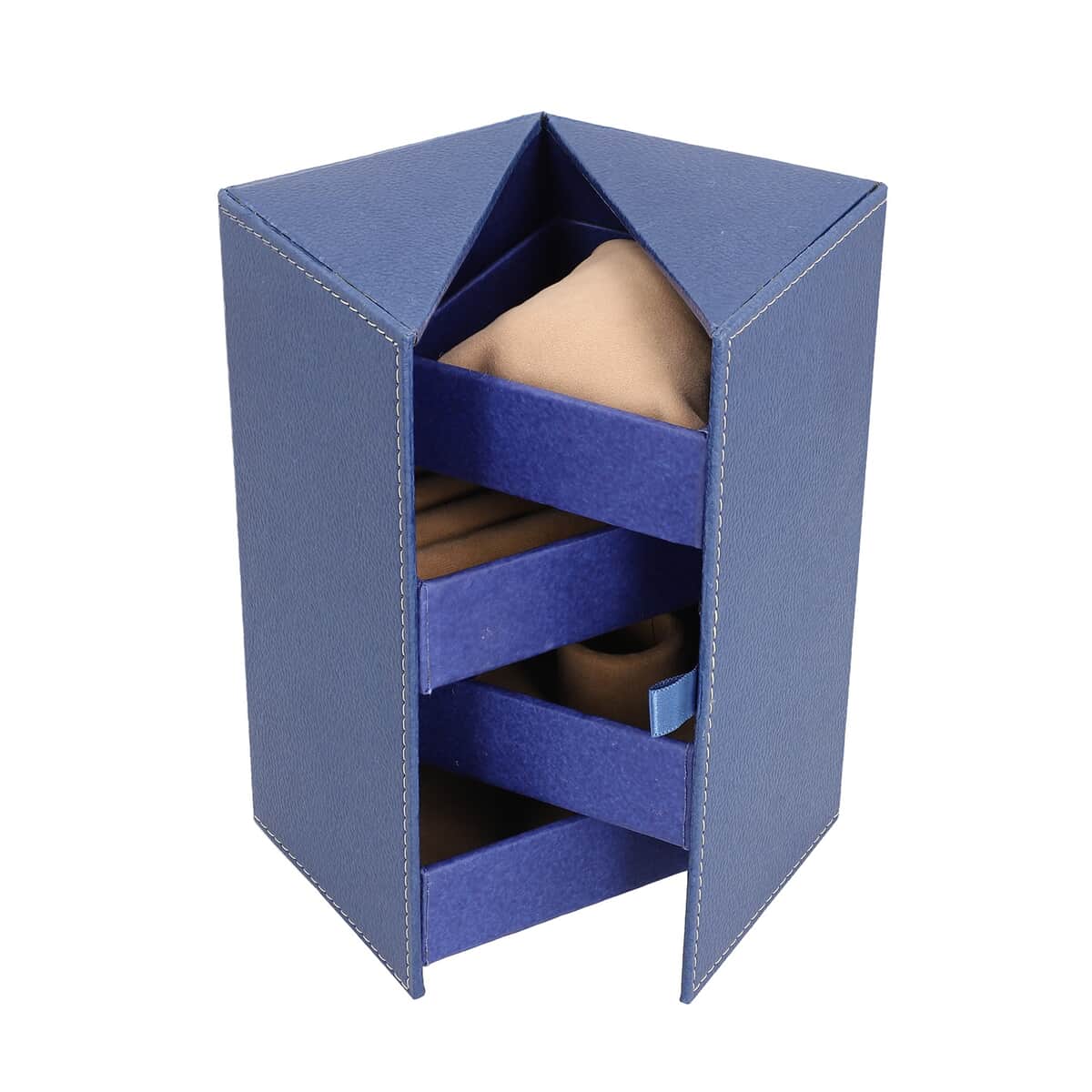 Handcrafted Blue Eco Leatherette Jewelry & Accessory Organiser image number 2