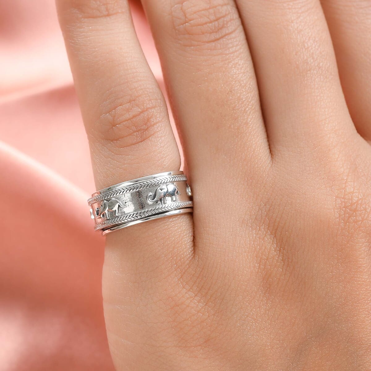 Sterling Silver Elephant Spinner Ring, Anxiety Ring for Women, Fidget Rings for Anxiety for Women, Stress Relieving Anxiety Ring, Promise Rings (Size 6.0) (7 g) image number 3
