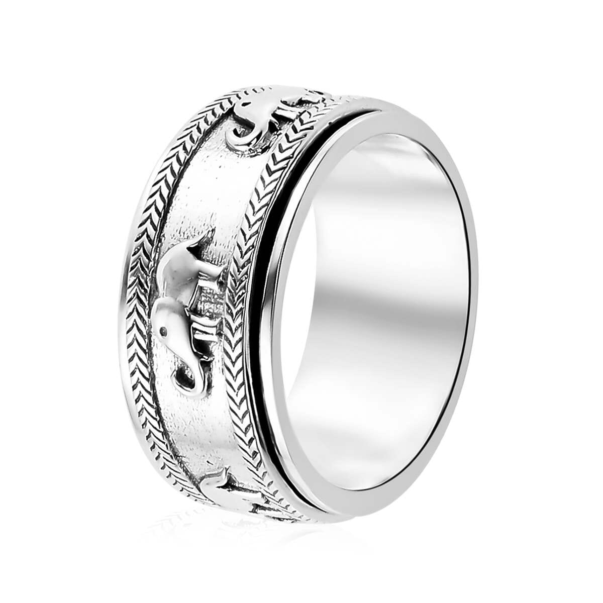 Sterling Silver Elephant Spinner Ring, Anxiety Ring for Women, Fidget Rings for Anxiety for Women, Stress Relieving Anxiety Ring, Promise Rings (Size 6.0) (7 g) image number 5