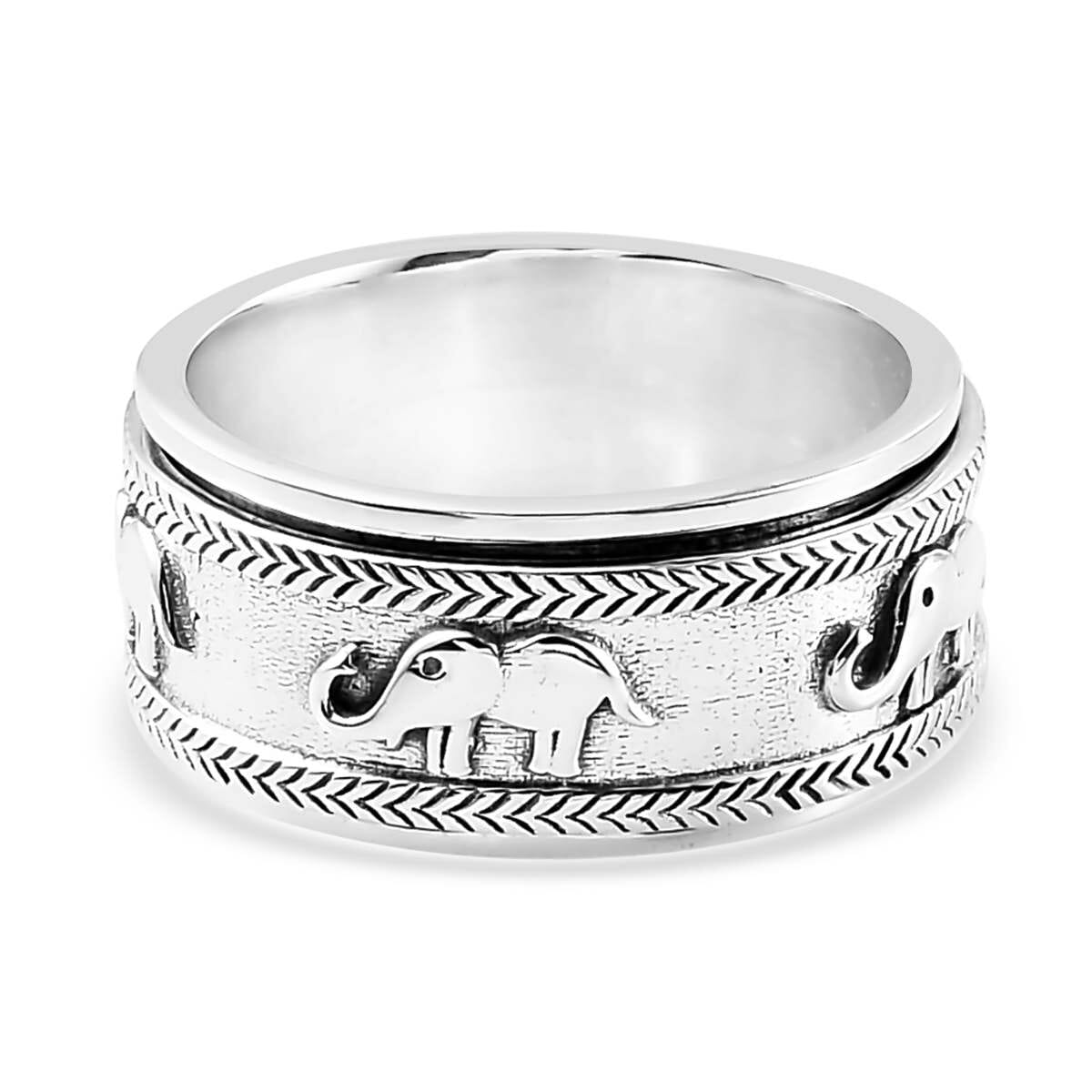 Sterling Silver Elephant Spinner Ring, Anxiety Ring for Women, Fidget Rings for Anxiety for Women, Stress Relieving Anxiety Ring, Promise Rings (Size 6.0) (7 g) image number 6