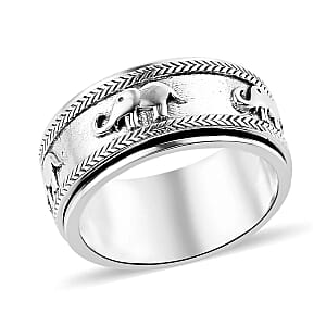 D'Joy Sterling Silver Elephant Spinner Ring, Anxiety Ring for Women, Fidget Rings for Anxiety for Women, Stress Relieving Anxiety Ring, Promise Rings (Size 7.0) (7 g)