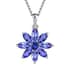 Tanzanite Sunflower Pendant Necklace 20 Inches in Platinum Over Sterling Silver 2.15 ctw image number 0
