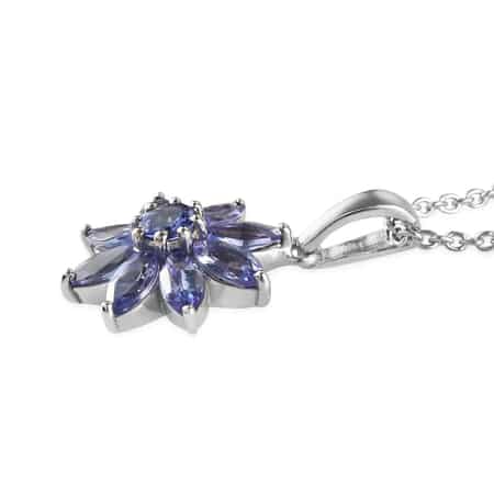 Tanzanite Sunflower Pendant Necklace 20 Inches in Platinum Over Sterling Silver 2.15 ctw image number 4