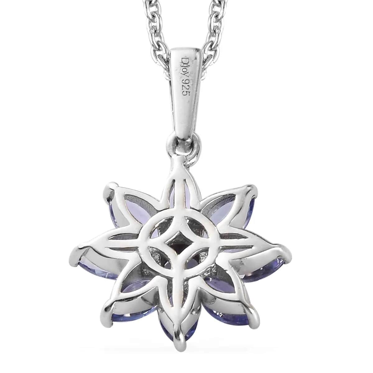 Tanzanite Sunflower Pendant Necklace 20 Inches in Platinum Over Sterling Silver 2.15 ctw image number 5