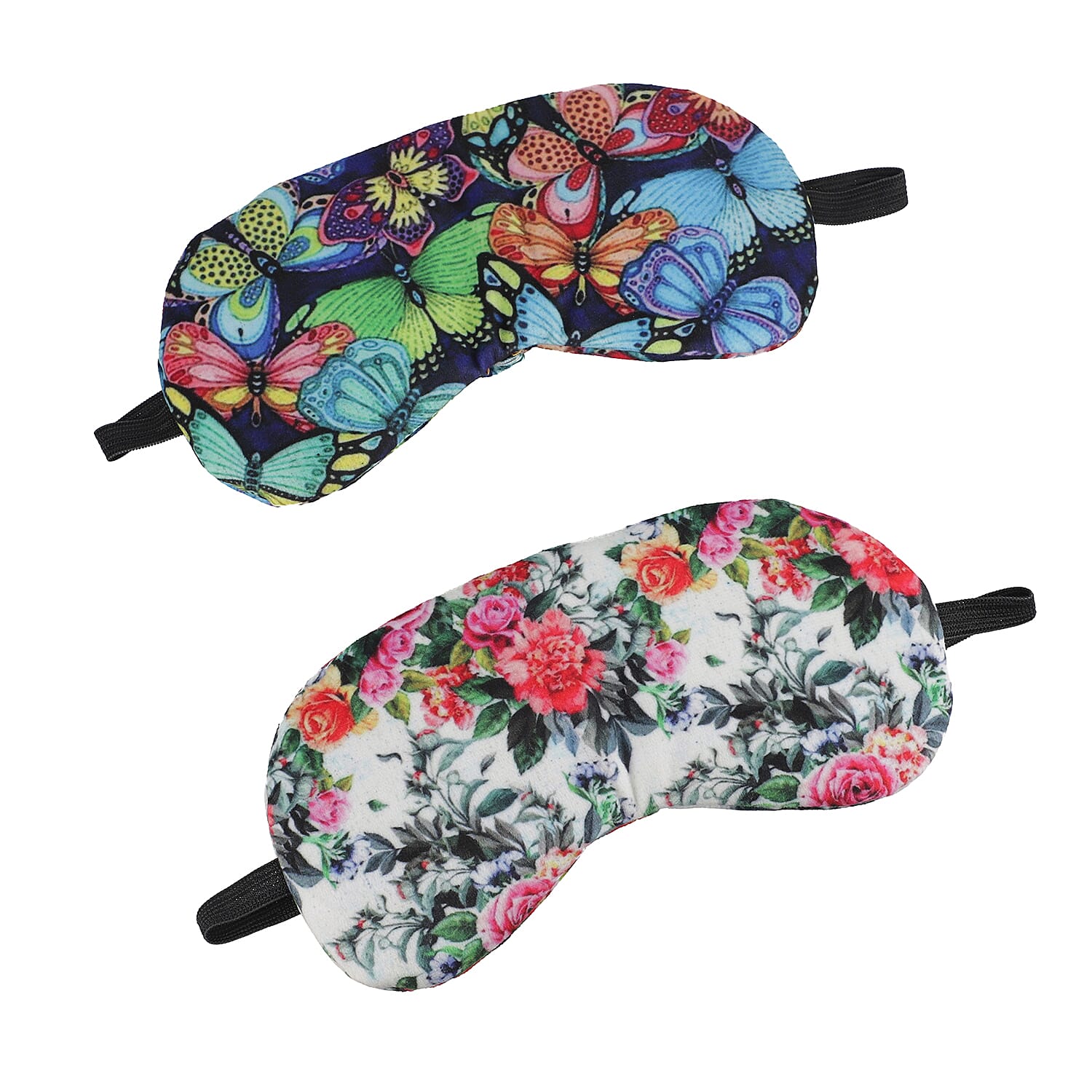 Set of 2 Floral Printed Cotton Velvet Eye Mask with Gel