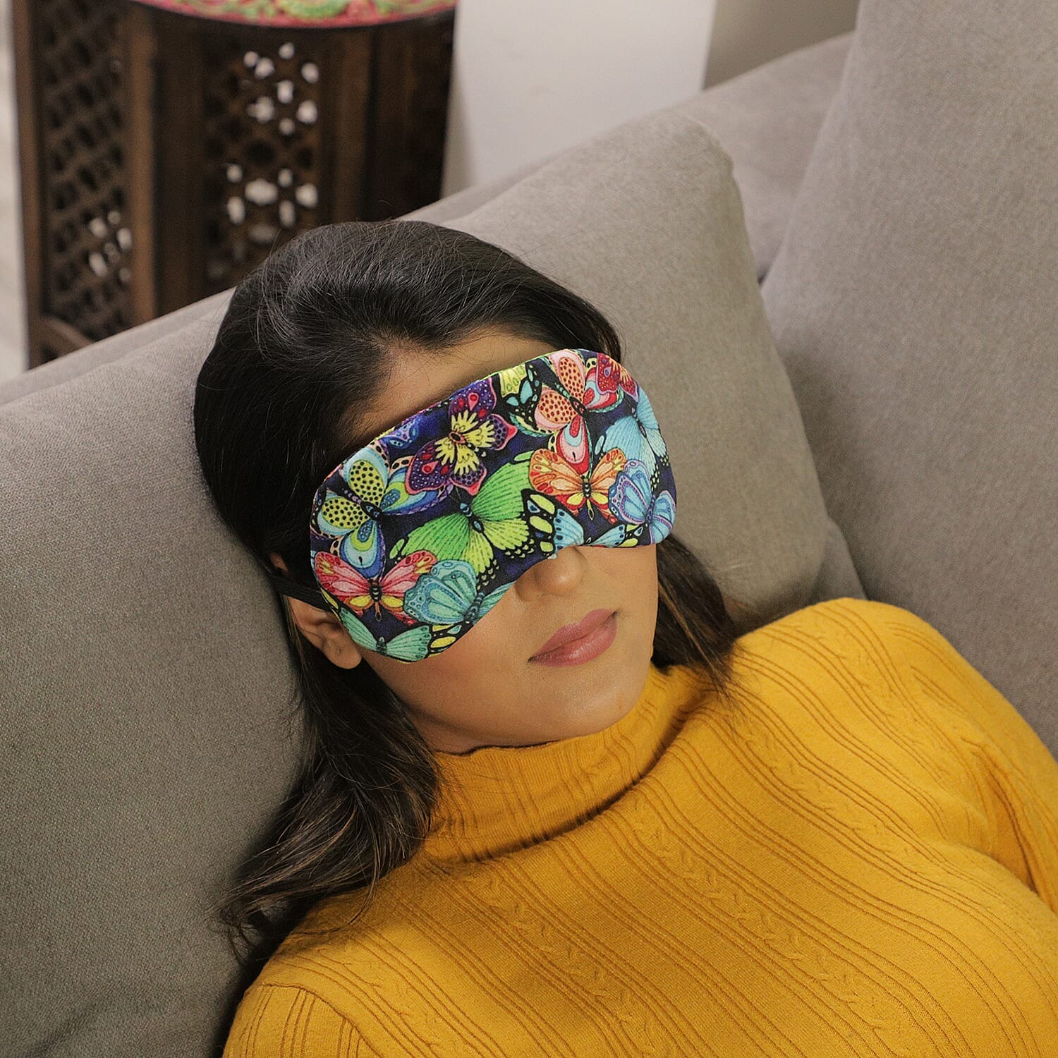 Set of 2 Floral Printed Cotton Velvet Eye Mask with Gel