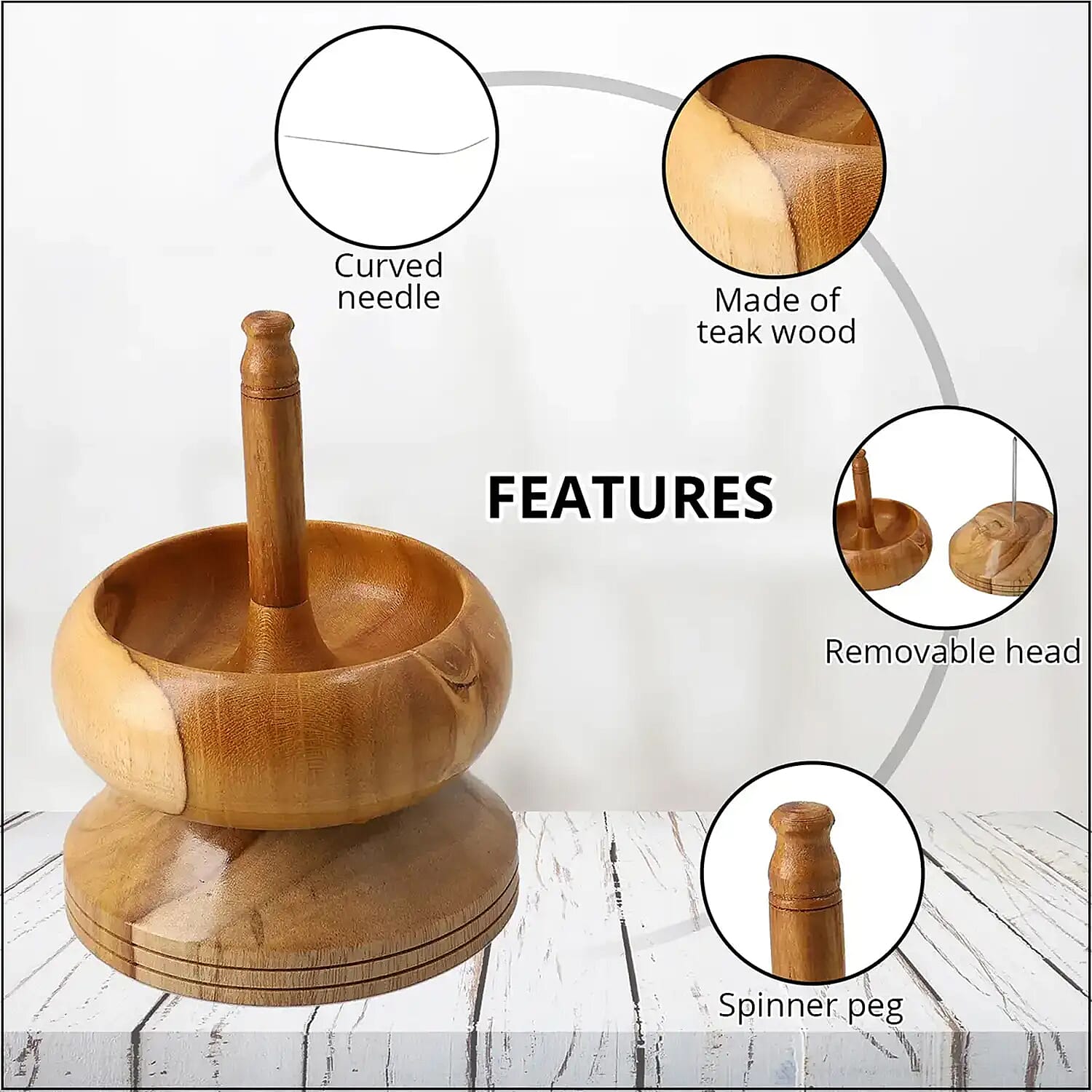 Seed Bead Spinner with Big Eye Beading Needle, Wooden Spin and String Beading Spinner Jewellery Making Tool with Curved Needle