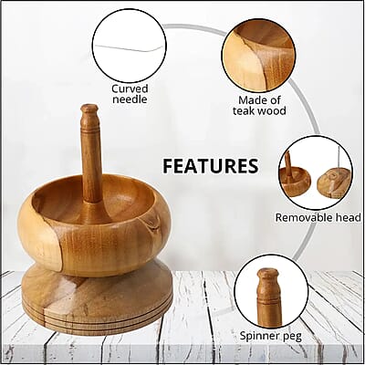 Seed Bead Spinner with Big Eye Beading Needle, Wooden Spin and String Beading Spinner Jewellery Making Tool with Curved Needle