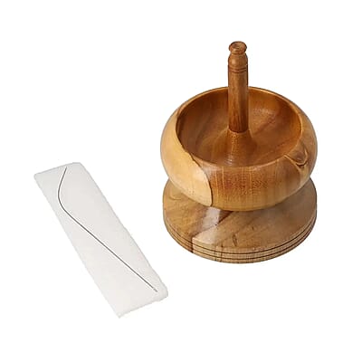 Seed Bead Spinner with Big Eye Beading Needle, Wooden Spin and String Beading Spinner Jewellery Making Tool with Curved Needle