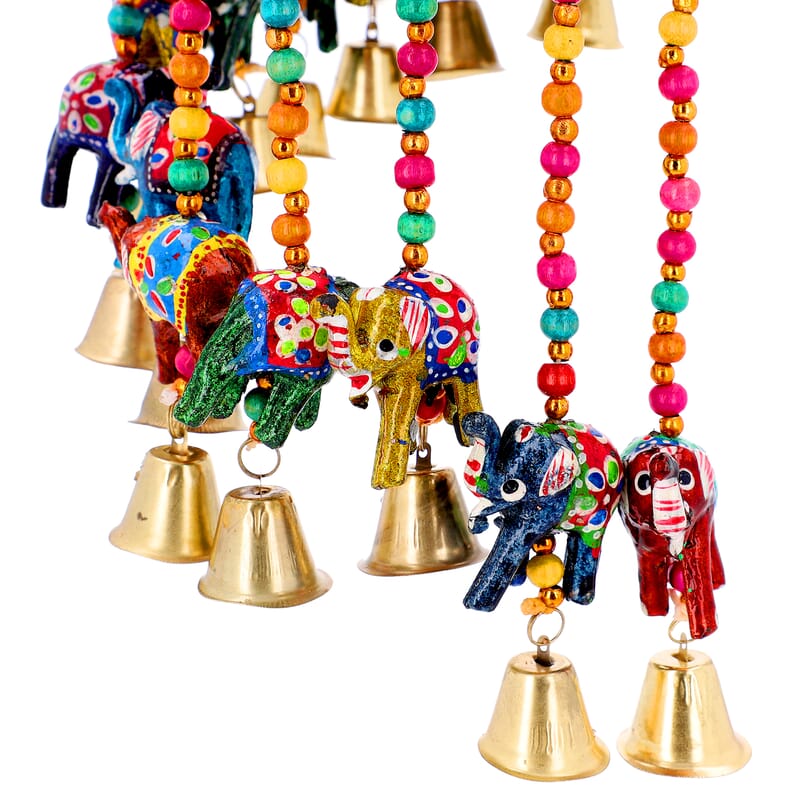 Handmade Yellow Basket Elephant Wind Chimes