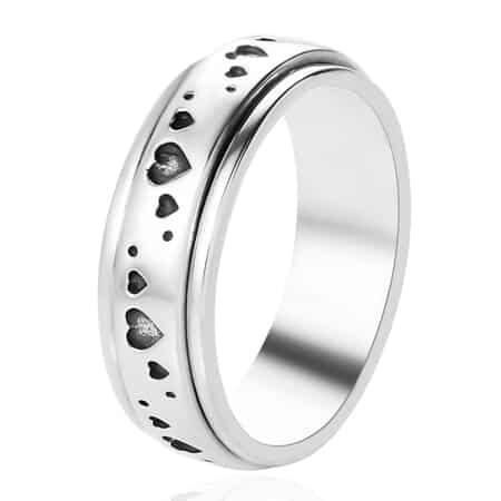 Sterling Silver Heart Spinner Ring, Anxiety Ring for Women, Fidget Rings for Anxiety for Women, Stress Relieving Anxiety Ring, Promise Rings (Size 6.0) (4.25 g) image number 5