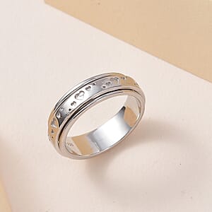 D'Joy Sterling Silver Heart Spinner Ring, Anxiety Ring for Women, Fidget Rings for Anxiety for Women, Stress Relieving Anxiety Ring, Promise Rings (Size 8.0) (4.25 g)