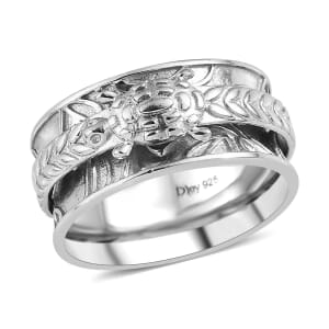D'Joy Sterling Silver Spinner Ring, Anxiety Ring for Women, Fidget Rings for Anxiety for Women, Stress Relieving Anxiety Ring, Promise Rings (Size 6.0) (5.50 g)