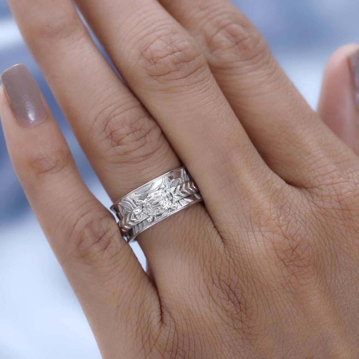 D'Joy Sterling Silver Spinner Ring, Anxiety Ring for Women, Fidget Rings for Anxiety for Women, Stress Relieving Anxiety Ring, Promise Rings (Size 6.0) (5.50 g) image number 1