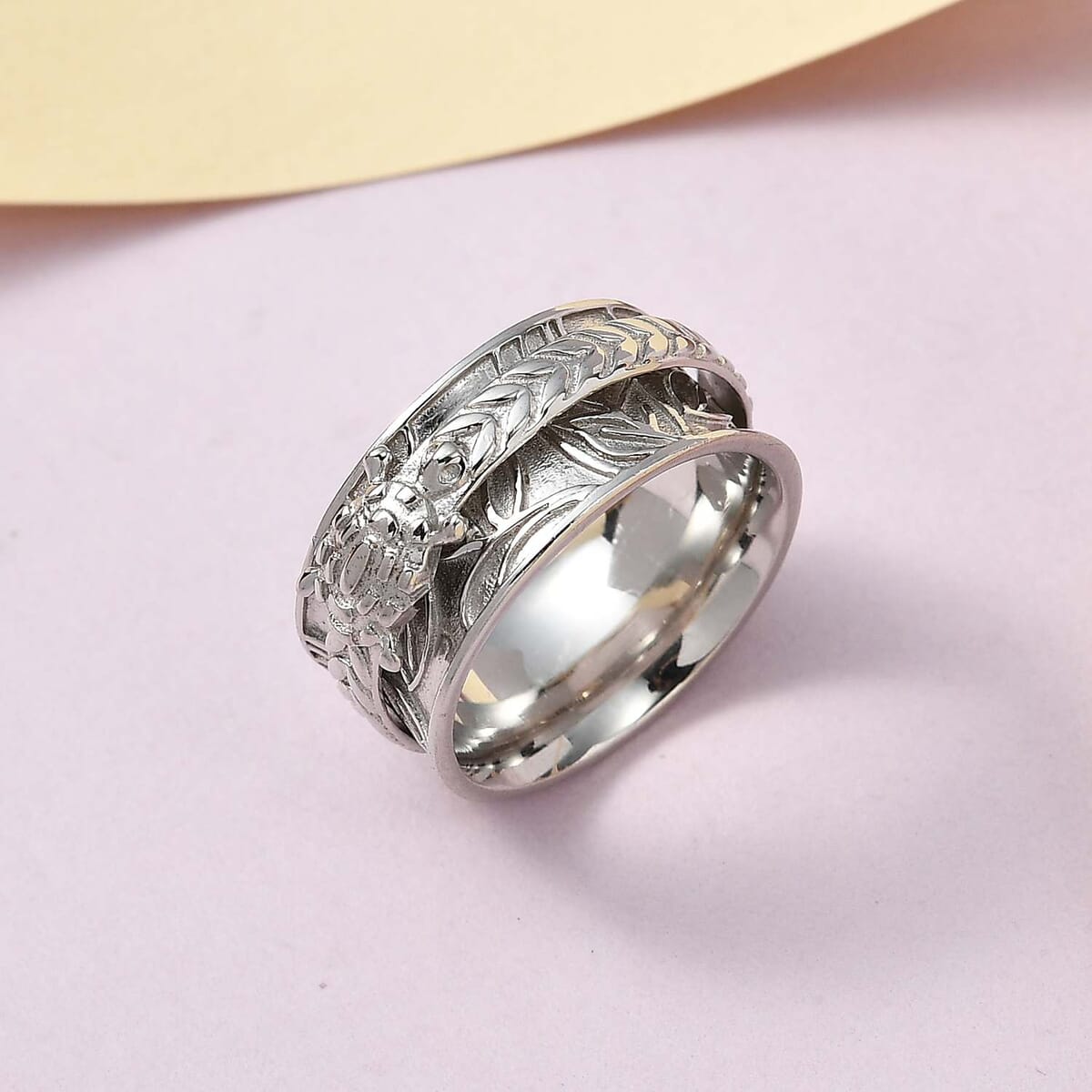 D'Joy Sterling Silver Spinner Ring, Anxiety Ring for Women, Fidget Rings for Anxiety for Women, Stress Relieving Anxiety Ring, Promise Rings (Size 6.0) (5.50 g) image number 3