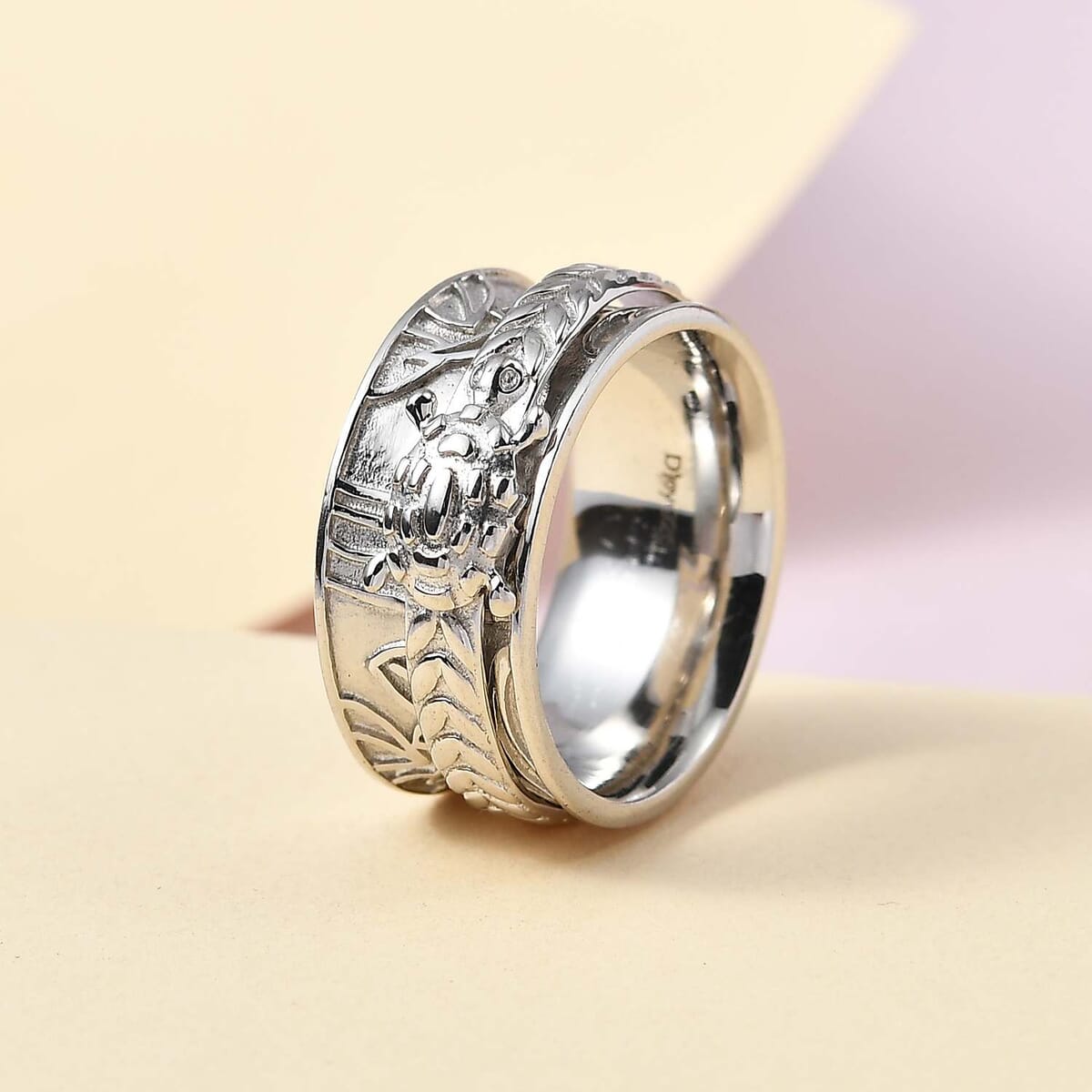 D'Joy Sterling Silver Spinner Ring, Anxiety Ring for Women, Fidget Rings for Anxiety for Women, Stress Relieving Anxiety Ring, Promise Rings (Size 6.0) (5.50 g) image number 4