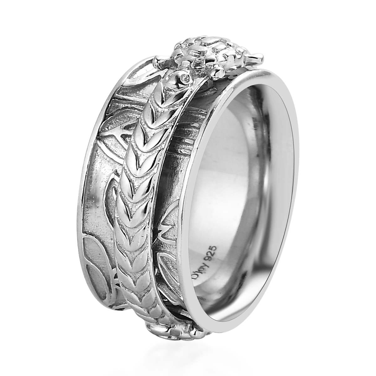 D'Joy Sterling Silver Spinner Ring, Anxiety Ring for Women, Fidget Rings for Anxiety for Women, Stress Relieving Anxiety Ring, Promise Rings (Size 6.0) (5.50 g) image number 5
