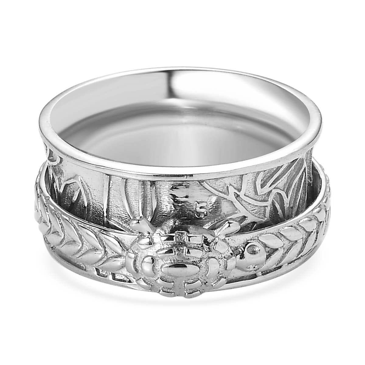 D'Joy Sterling Silver Spinner Ring, Anxiety Ring for Women, Fidget Rings for Anxiety for Women, Stress Relieving Anxiety Ring, Promise Rings (Size 6.0) (5.50 g) image number 6