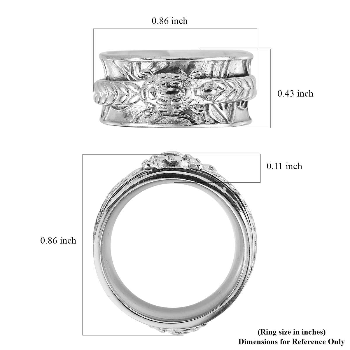 D'Joy Sterling Silver Spinner Ring, Anxiety Ring for Women, Fidget Rings for Anxiety for Women, Stress Relieving Anxiety Ring, Promise Rings (Size 6.0) (5.50 g) image number 7
