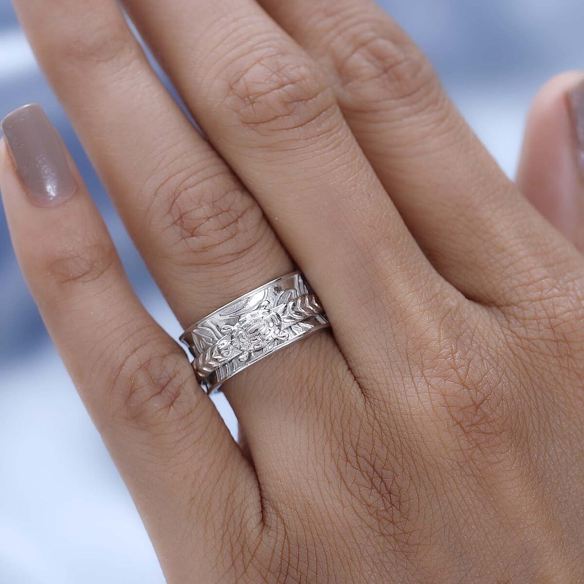 Sterling Silver Spinner Ring, Anxiety Ring for Women, Fidget Rings for Anxiety for Women, Stress Relieving Anxiety Ring, Promise Rings (Size 7.0) (5.50 g) image number 1