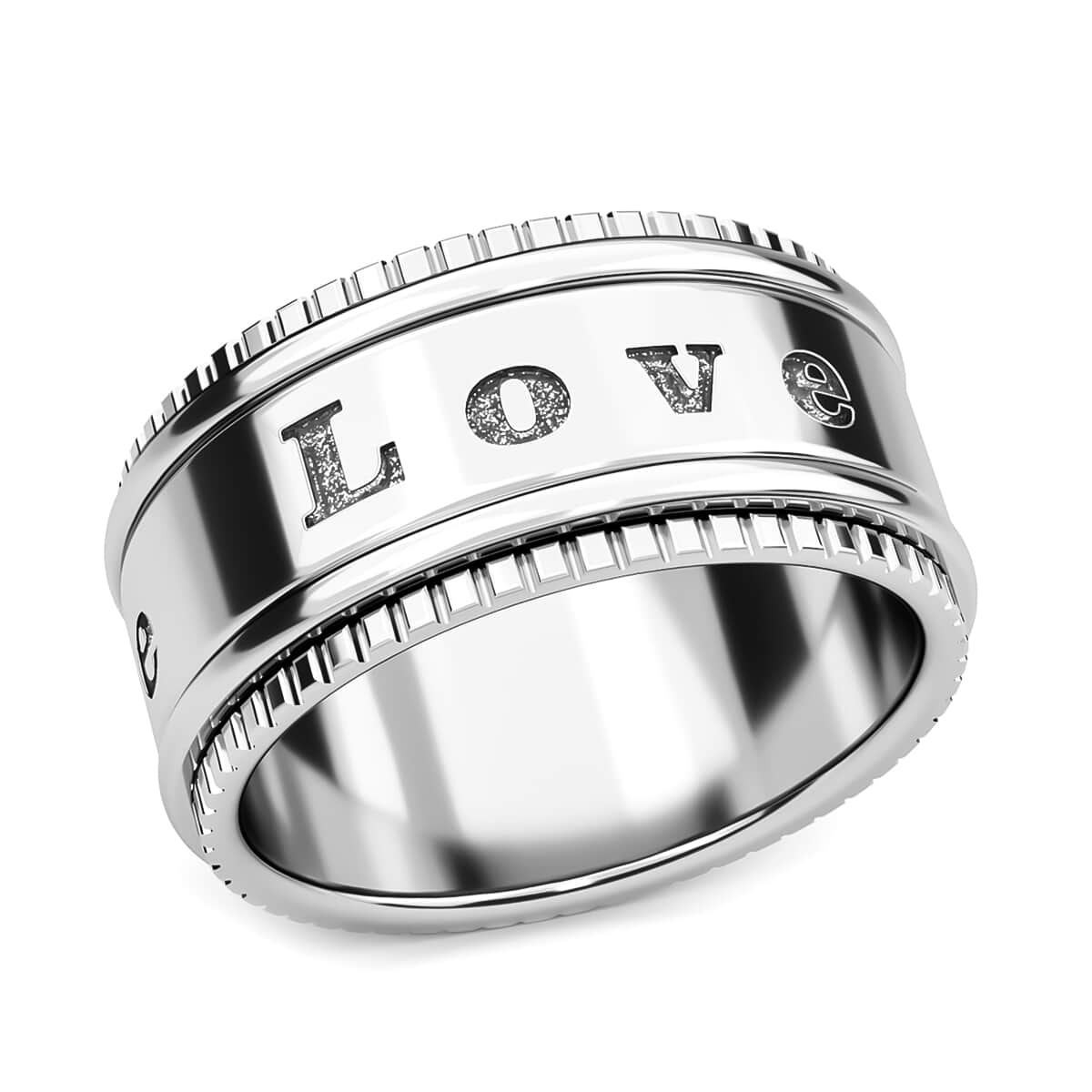 Sterling Silver LOVE Spinner Ring, Fidget Rings for Anxiety, Stress Relieving Anxiety Ring Band, Promise Rings 7.25 grams (Size 10) image number 0