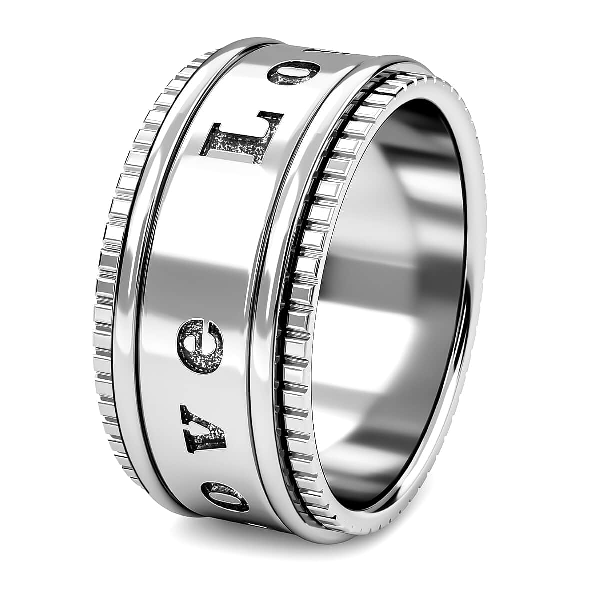 Sterling Silver LOVE Spinner Ring, Fidget Rings for Anxiety, Stress Relieving Anxiety Ring Band, Promise Rings 7.25 grams (Size 10) image number 5