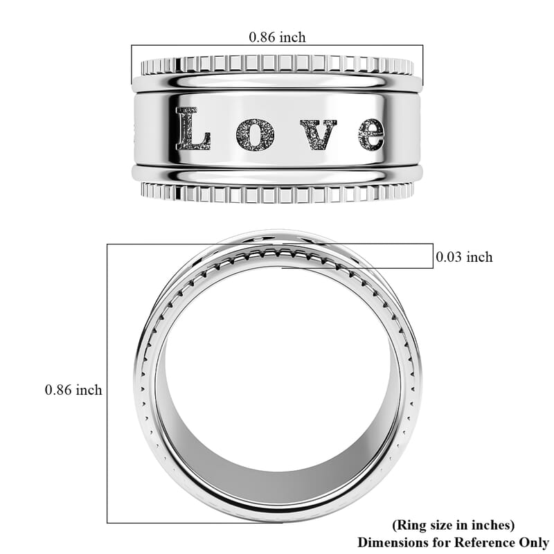 Sterling Silver LOVE Spinner Ring, Anxiety Ring for Women, Fidget Rings for Anxiety for Women, Stress Relieving Anxiety Ring, Promise Rings (Size 9.0) (7.25 g)