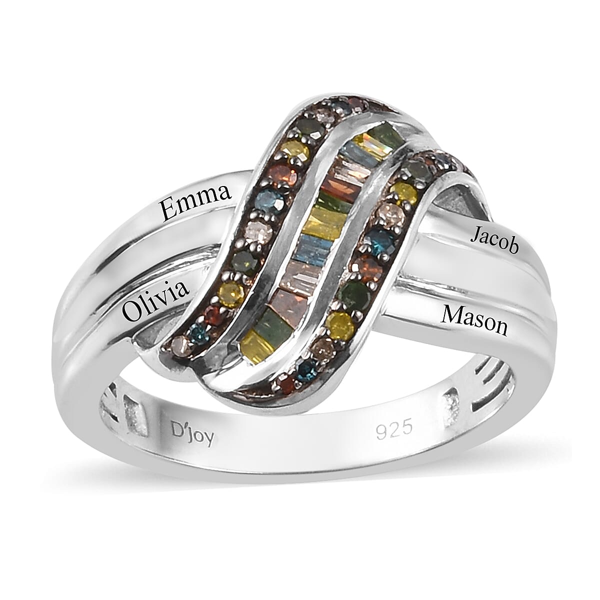 Personalized Multi Diamond Ring in Platinum Over Sterling Silver (Size 6.0) 0.35 ctw image number 0
