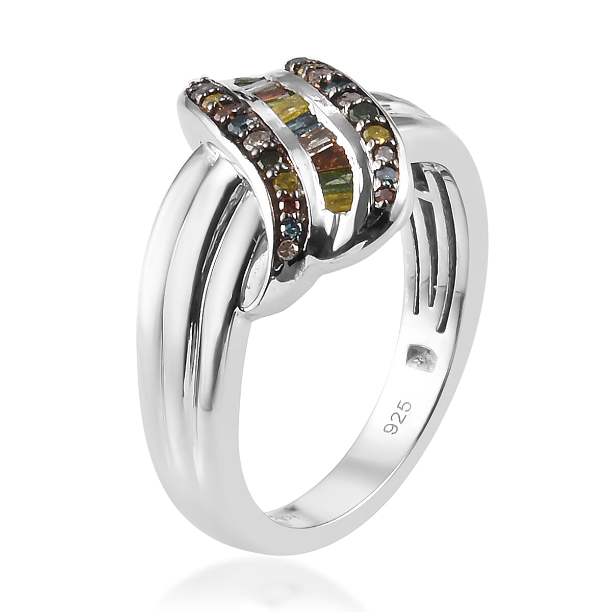 Personalized Multi Diamond Ring in Platinum Over Sterling Silver (Size 6.0) 0.35 ctw image number 1